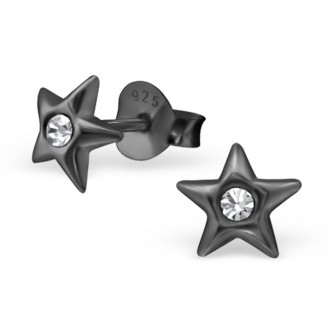 Stříbrné náušnice pecky s krystaly "Hvězdy v noci". Ag 925/1000