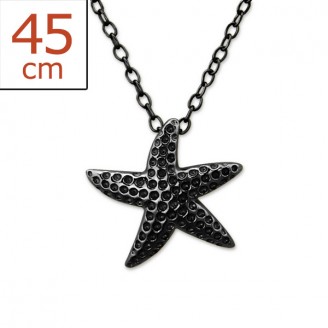 Stříbrný náhrdelník zdobený ruthéniem "Starfish". Ag 925/1000