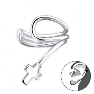 Stříbrná záušnice "Křížek" (Ear Cuff). Ag 925/1000